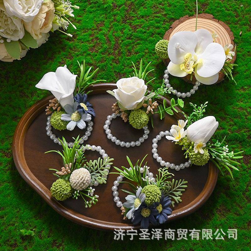 真森系婚礼胸花f444新郎新娘娘结胸针手腕花伴郎伴婚团仿襟花父母
