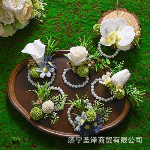 真森系婚礼胸花f444新郎新娘娘结胸针手腕花伴郎伴婚团仿襟花父母