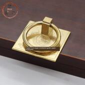 门拉手雕刻柜门抽屉铜拉环新中国风方形加厚实心彷古纯铜拉手