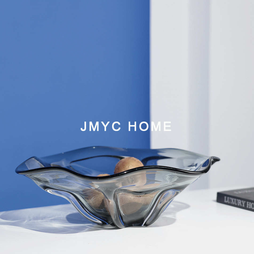 轻奢高档玻璃水果盘饰品创意客厅餐厅售楼处酒店茶几桌面果盘摆件