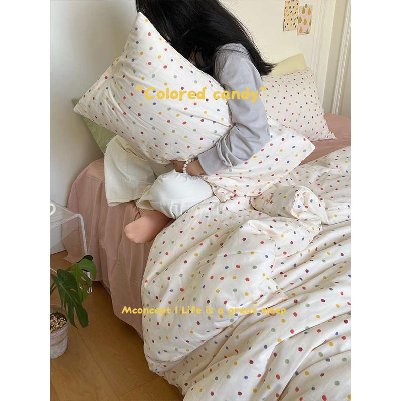 月光集【糖果】春夏A类全棉有氧双层纱四件套波点ins小清新床品