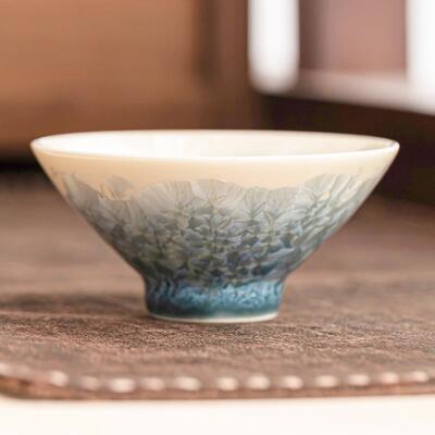 结晶釉高档主人杯单杯湖绿斗笠杯家用陶瓷茶杯喝茶专用杯品茗杯子