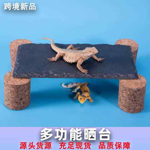 爬虫箱造景装饰多功能石板两栖爬虫晒台降温纳凉躲避喂食跨境