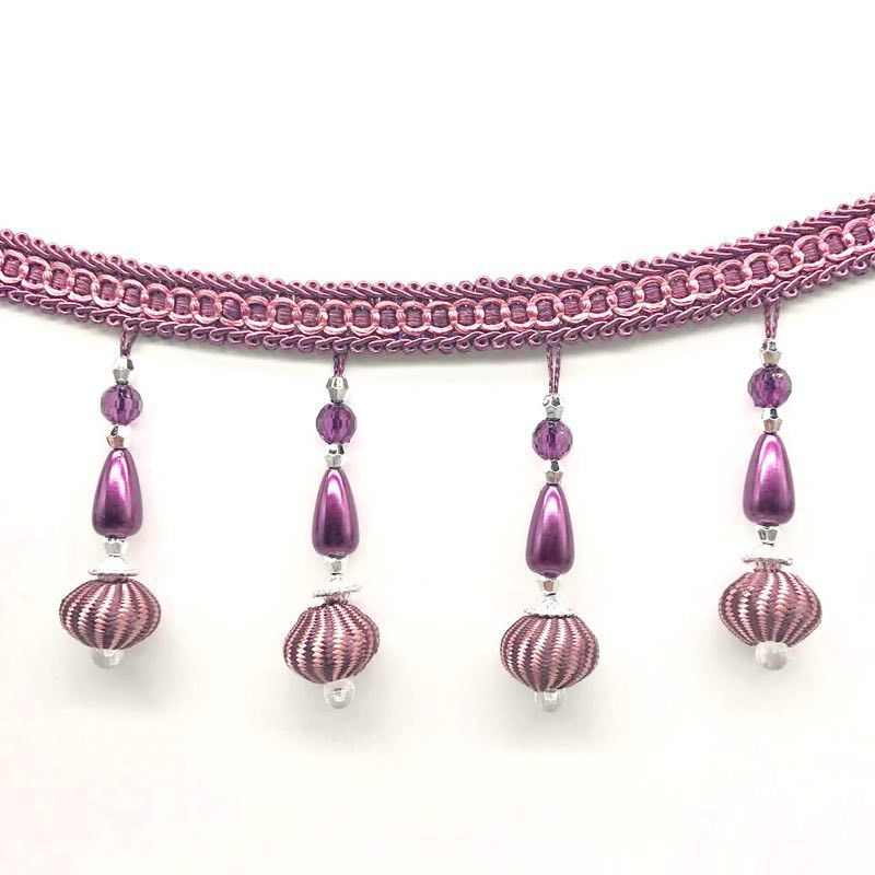 窗帘辅料窗帘珠子花边批发新款高档花边12米牛津套花边珠  珠子