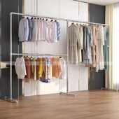 简易加厚镀锌钢管服装 展示架阳台卧室落地衣服架可拆卸单杆晾衣架