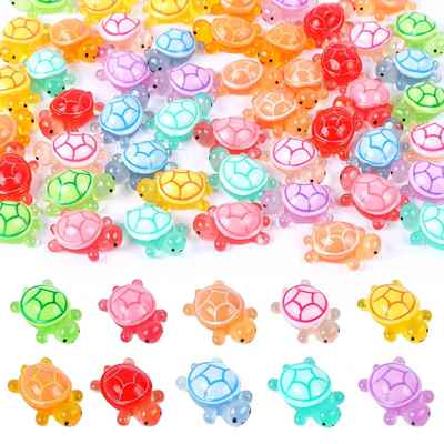 50/100 Pcs Cute Mini Luminous Turtle Ornaments Glowing in Th