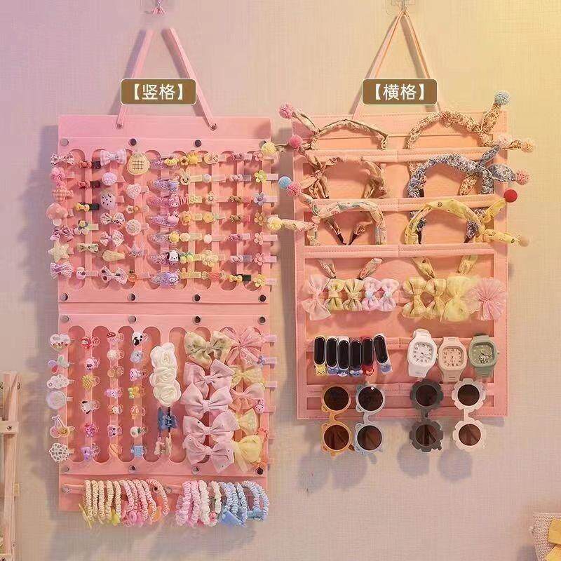 儿童发夹发箍收纳神器发卡头绳皮筋收纳挂袋挂墙饰品首饰盒壁挂带