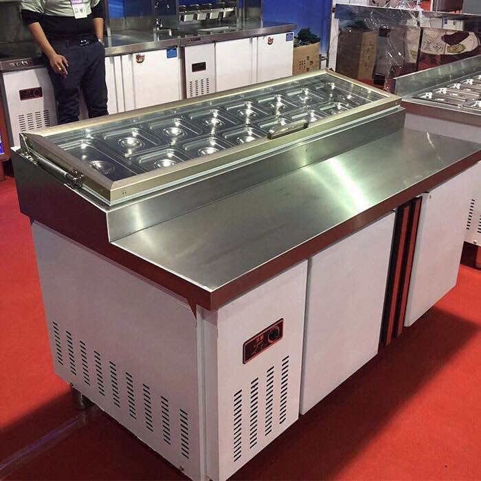 撒料台水果捞保鲜柜开槽披萨展示柜小菜冰箱沙拉台冷藏工作台奶茶