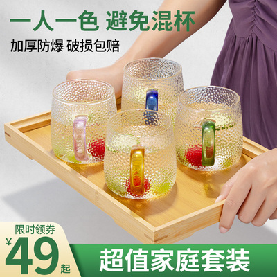 玻璃杯家用高颜值客厅待客杯子耐高温水杯家庭喝水茶杯带把套西辰