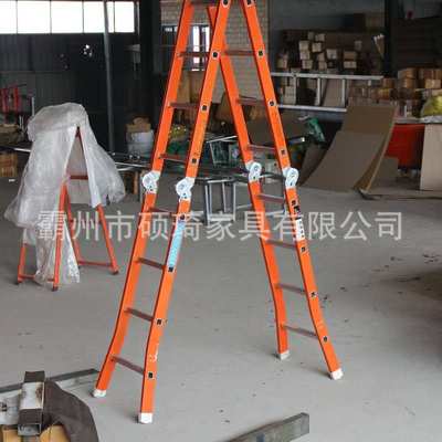 加厚铝合金踏板梯 霸州四步家用梯子 家用人字梯 D型不锈钢折叠梯