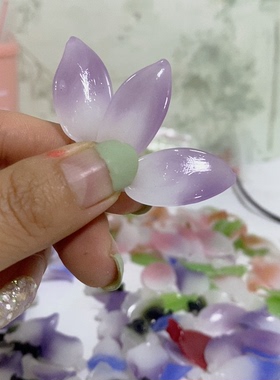 老料器花瓣汉服发簪20片紫花插造型兰花Z-05