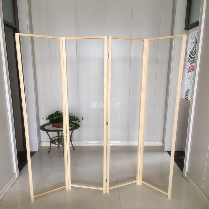 包邮简易实木框松木折叠架移动屏风组合木架单多扇连接框隔断玄关