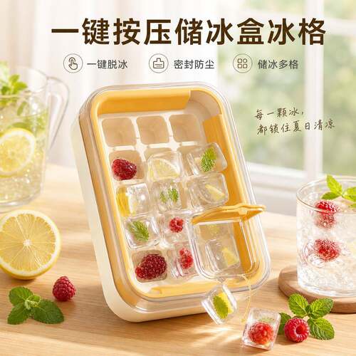 按压式冰格冰盒注水冰块模具家用矽胶食品级制冰盒自制冻冰块神器