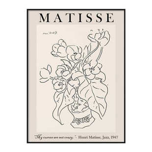 北欧马蒂斯抽象装 饰画客厅ins风小众挂画卧室落地画桌面花卉摆画