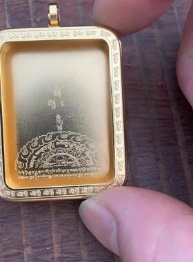 森舍唐卡嘎乌盒吊坠金色银色噶乌盒空心小唐卡盒空托挂坠藏式