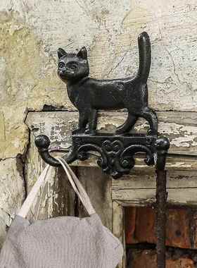 欧式简约复古铁艺猫狗挂钩庭院花园创意装饰挂衣钩钥匙钩墙壁挂