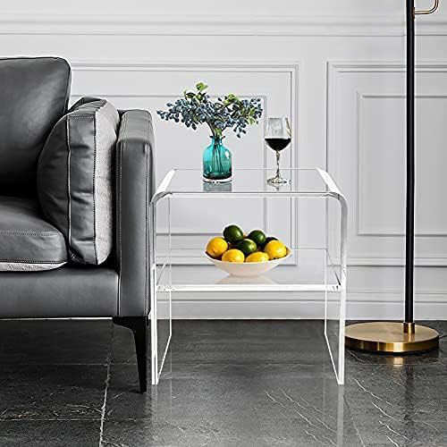 简约亚克力床头柜 卧室网红小边几透明沙发边柜 带额外的架子家具