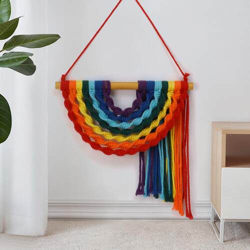 ins北欧儿饰风编织童0002虹发夹发收彩纳壁挂 头饰整理收纳架