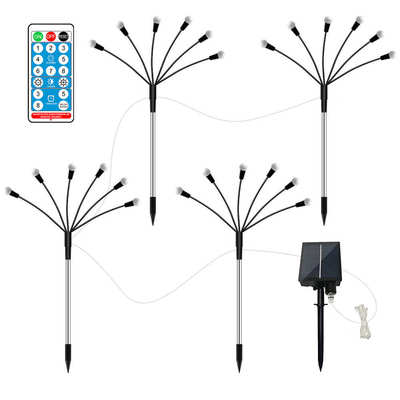 太阳能1拖4/6/8萤火虫灯8功能摇控户外庭院灯花园装饰草坪地插灯