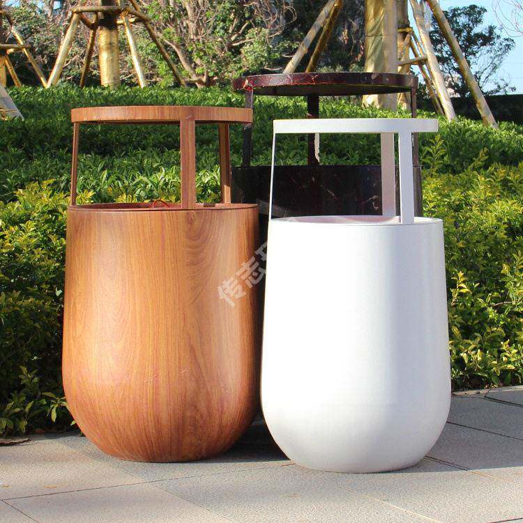 户外组合式转木纹不锈钢分类垃圾桶定制物业小区大理石环卫果皮箱