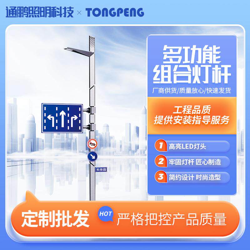 交通标志杆小区道路交通信号灯杆带监控多功能组合共杆LED路灯