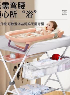 婴换尿携布台可移动万儿向便式宝宝多功能轮可折KVC叠护理台包邮