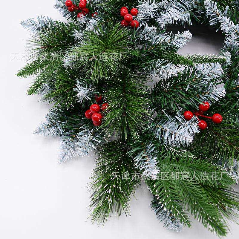 仿真绿植圣诞花环跨境热销橱窗布置门挂圣诞节日氛围装饰松针花环