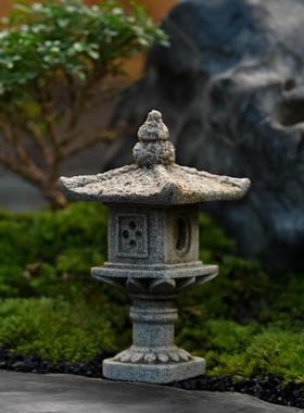 中式微景观石灯笼摆件假山水景园艺花卉盆景小石亭子造景装饰摆设