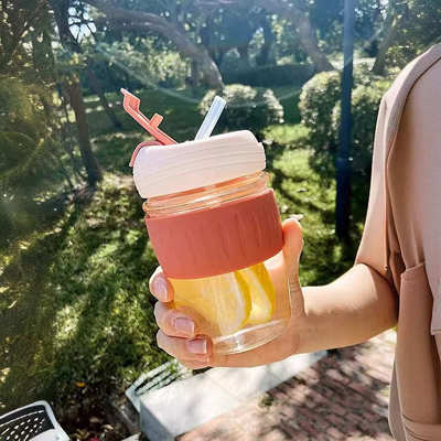 一杯两用双饮咖啡杯玻璃杯男女带吸管杯子便携带隔热水杯大容量