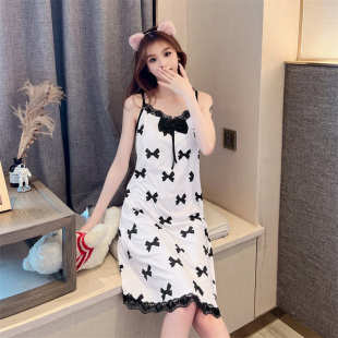 性感吊带牛奶丝加厚性感带胸垫家居服睡裙 韩版 新品 睡衣女夏季 薄款