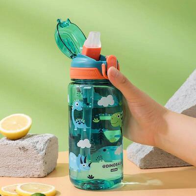 600ml Cartoon Animal Water Bottle Portable Safety Lock Cute