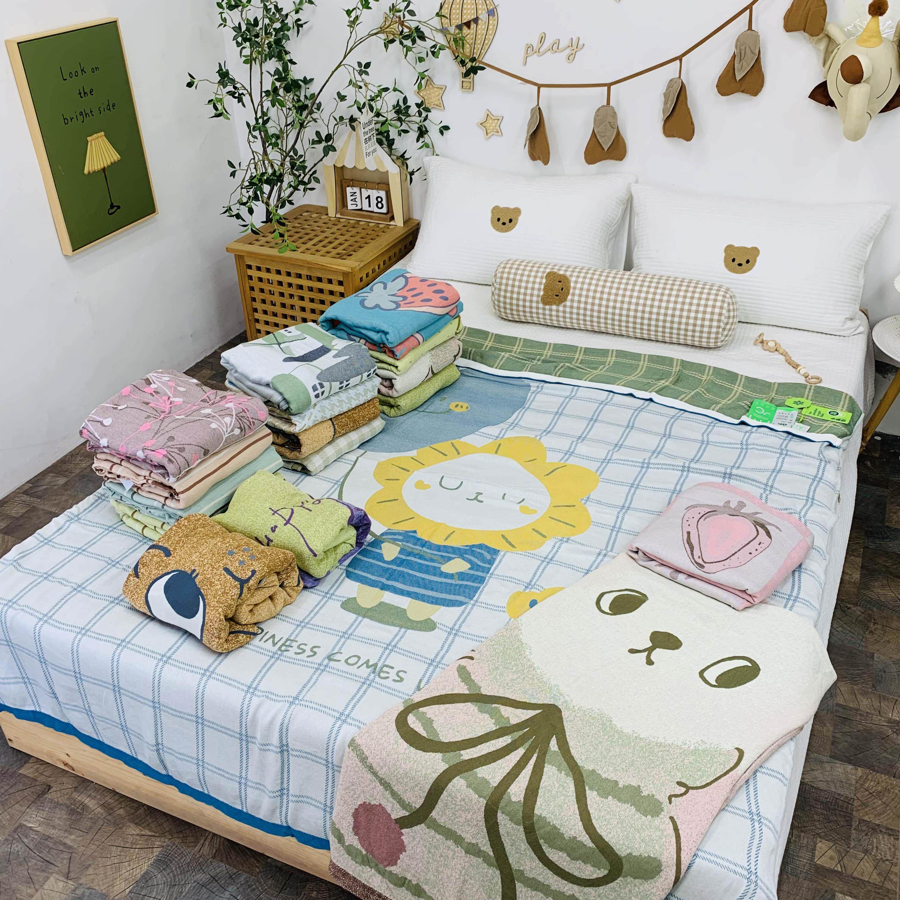 竹纤维盖毯纱布冷感毯夏季薄款毛巾被沙发毯冰丝凉感午睡空调毯子