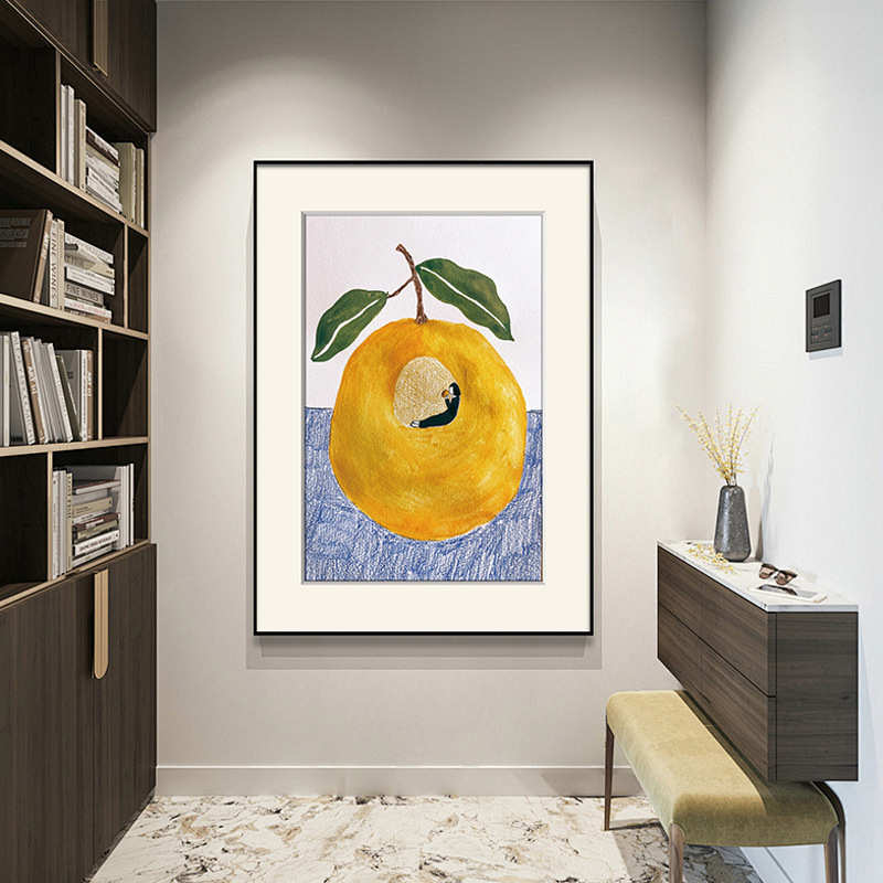北欧简约水果卡通餐厅装饰画文艺小清新卧室挂画ins可爱儿童房画图片