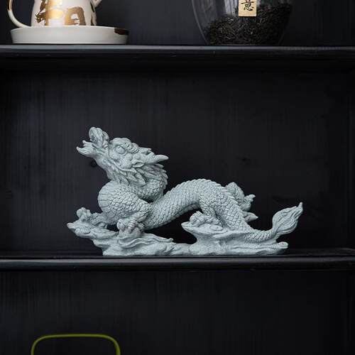 国潮风青砂石摆件新中式鱼缸造景茶宠客厅桌面装饰品创意瑞兽镇纸