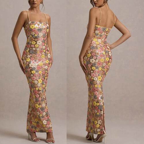 LikeMyChoice Romantic 3D Floral Lace Maxi Dress Coquette