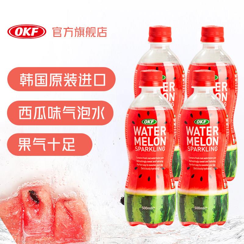 韩国OKF西瓜含气饮料500ml*4瓶进口果味气泡水饮品