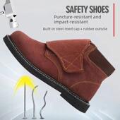 加厚轮胎底 耐高温防烫鞋 高帮牛 钢趾劳动保护鞋 防摔防刺鞋