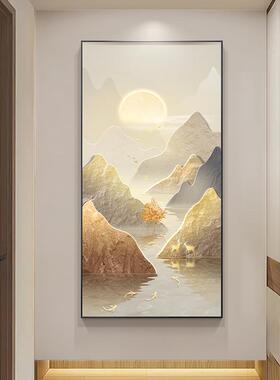 背有靠关HLH-2309装饰画山现代轻奢山进门入水户正对门墙画走廊过