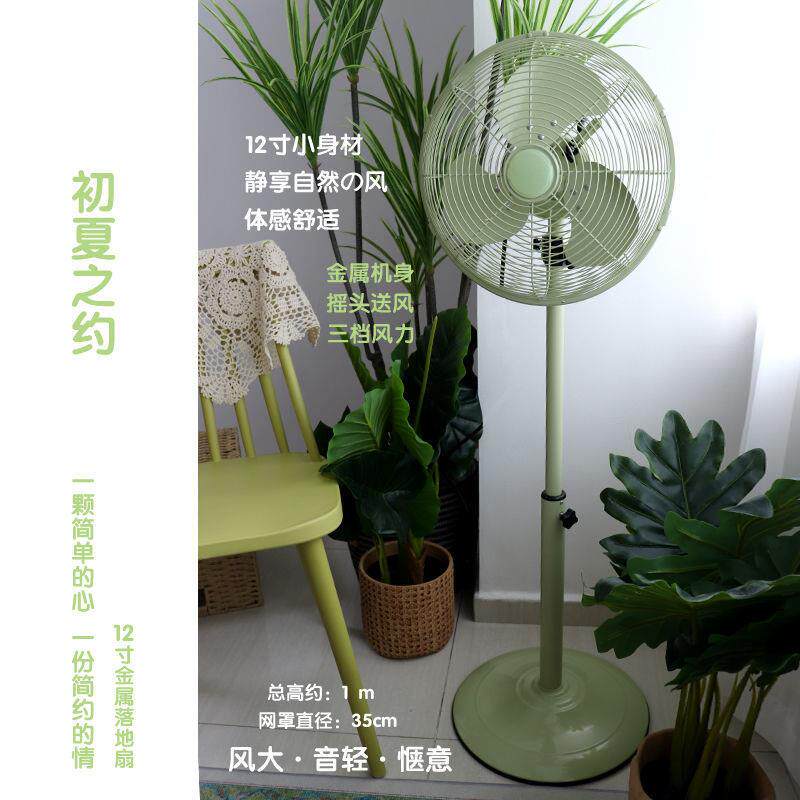 小清新文艺金属落地扇复古老式电风扇立式风扇机械静音卧室宿舍