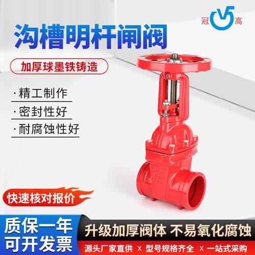 沟槽软密封闸阀Z81X16Q明杆消防​截断阀闸门阀DN50 65 100-300
