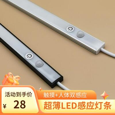 智能触摸超薄整体橱柜插电感应灯条鞋柜厨房入门玄关人走灯灭人体