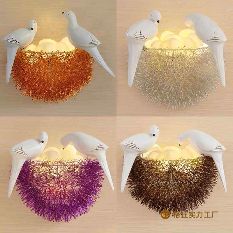 创意个性鸟巢壁灯小鸟窝艺术灯儿童房餐厅卧室客厅书房过道灯