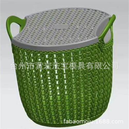 料藤ZWD条带盖篮子玩收纳具筐衣服篓脏衣篓塑料模具塑专业定制