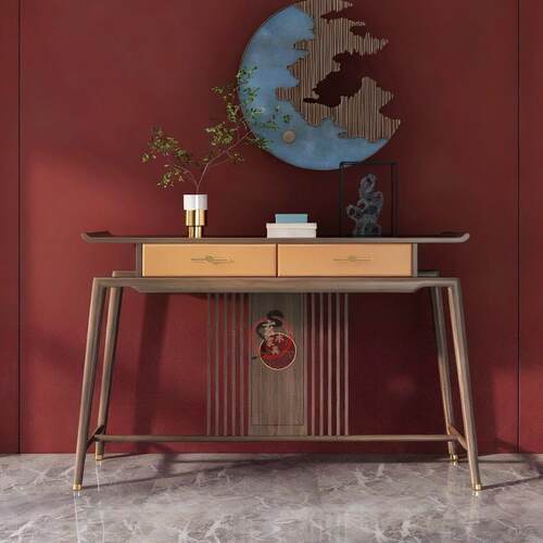 新中式实木玄关桌入户门厅装饰柜靠墙隔断条案中堂供桌客厅端景台