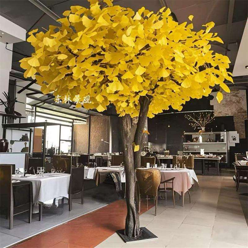 仿真梧桐树 银杏树 枫树造景餐厅酒店室内假树大型落地花艺装饰