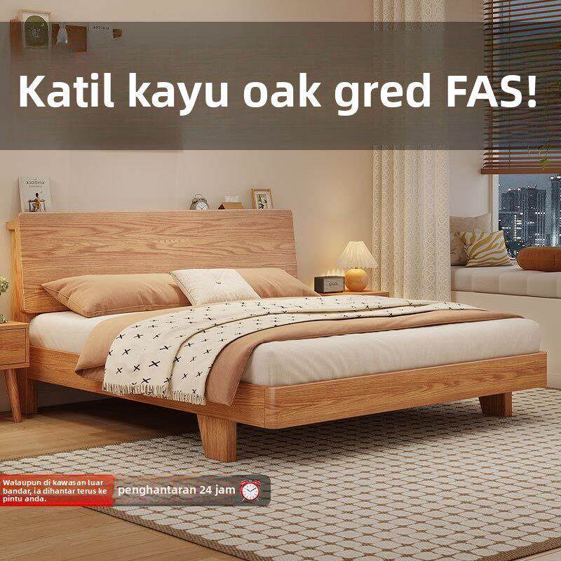 北欧轻奢全实木床现代简约榻榻米床架主卧家用1.5m大床双人床橡木