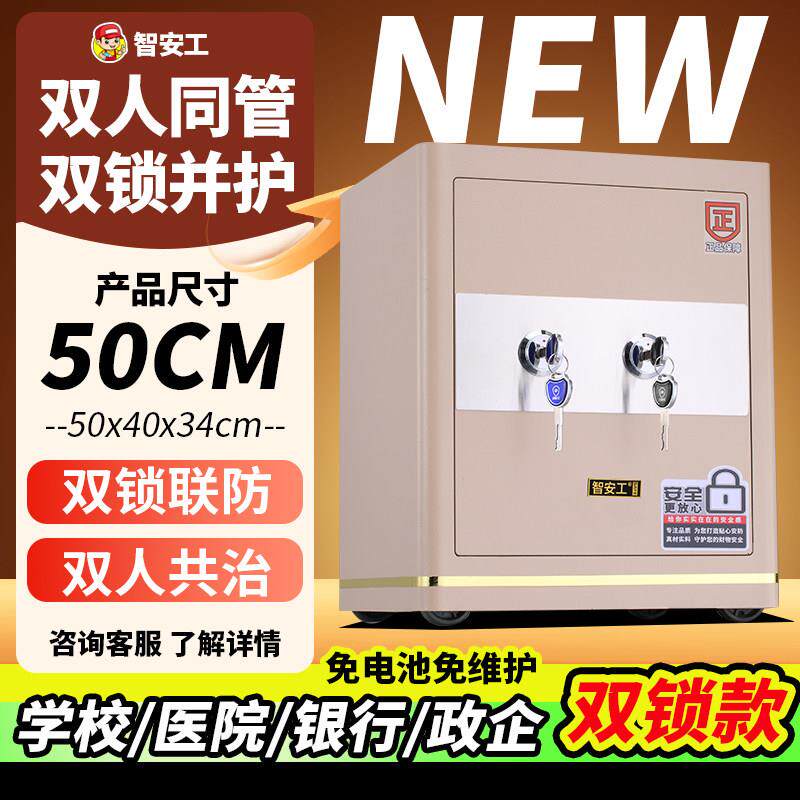 2025年智安工保险柜机械保管柜全钢钥匙办公双人双锁管理保险箱