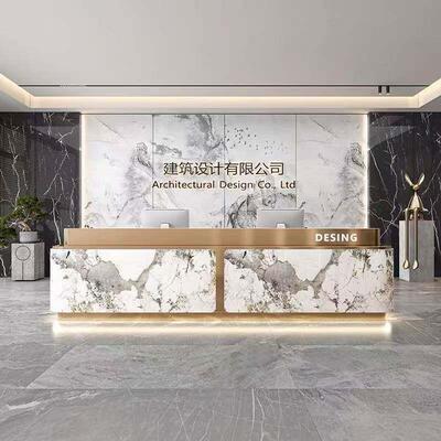 不锈钢公司前台酒店售楼部培训机构吧台美容院收银台大理石接待台
