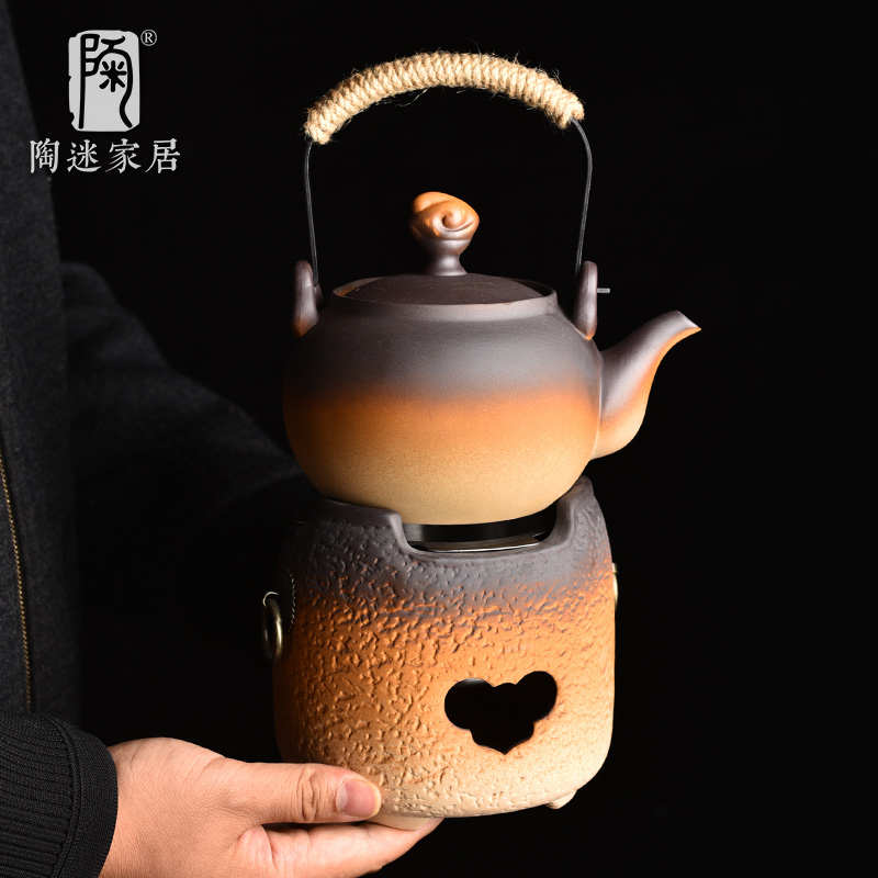 陶迷家用提梁壶煮茶套装耐高温炭炉粗陶复古烧水壶围炉烤炉茶具