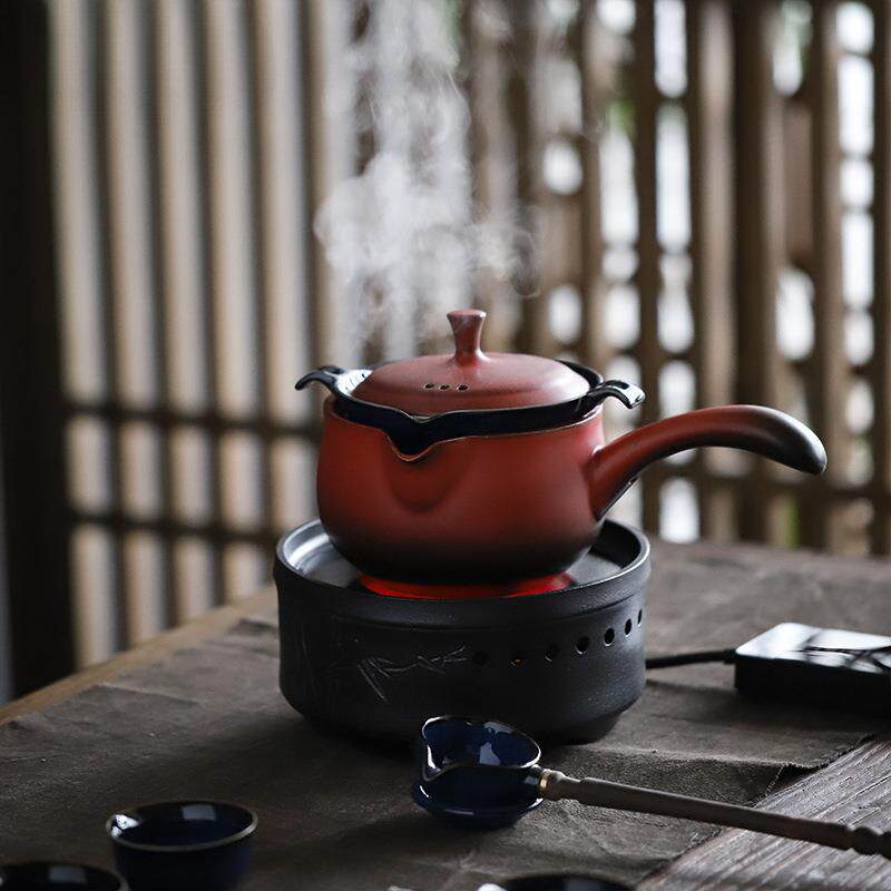 古法煮茶器陶瓷侧把煮茶壶 电陶炉黑茶普洱煮茶器茶具套装